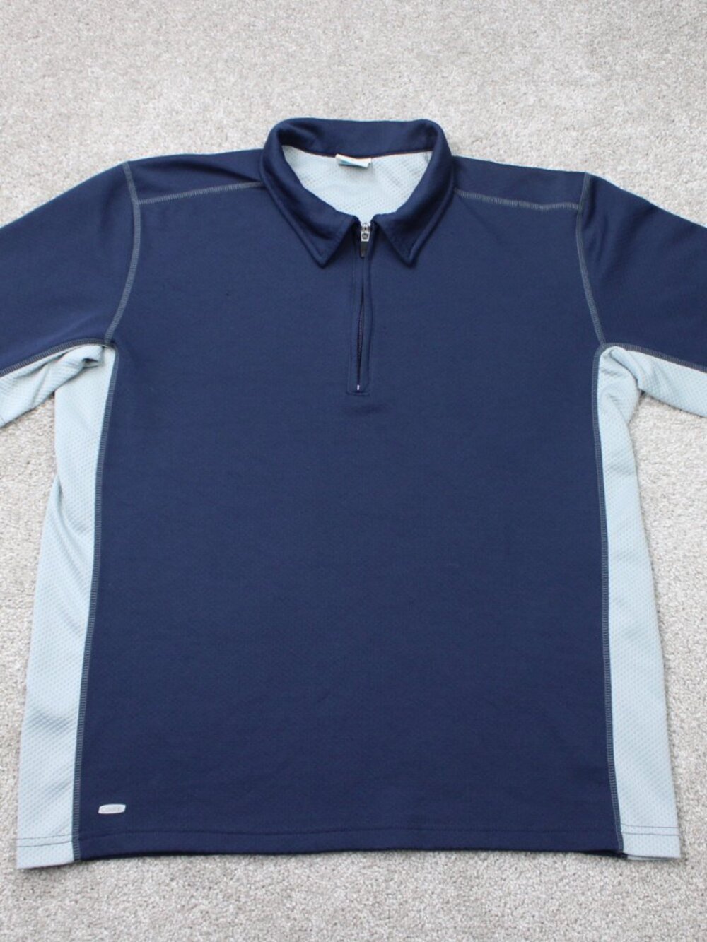 Alo Polo Shirt Mens Medium Blue Cool Fit Performance 1/4 Zip Golf Short Sleeve